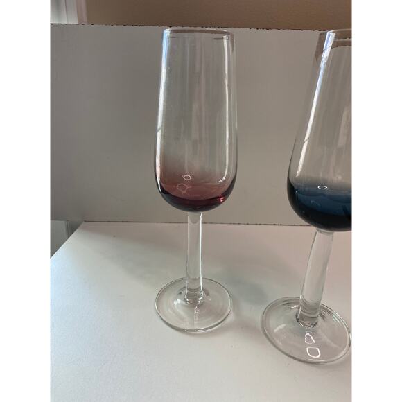 Vintage Champagne glasses red and blue, set of 2 - Picture 2 of 7